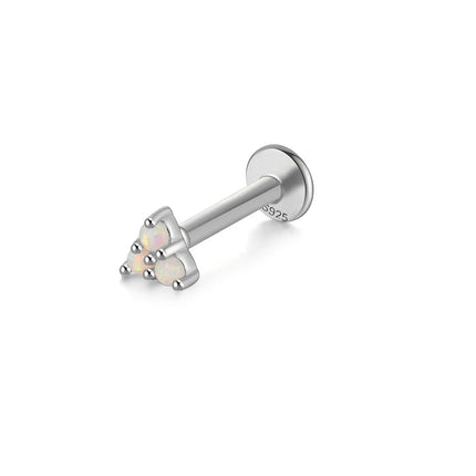 CANNER 1PC 925 Sterling Silver Exquisite Crown Opal Piercing Earring for Women Ear Studs Cartilage Earring Body Jewelry Gift PlatiNum