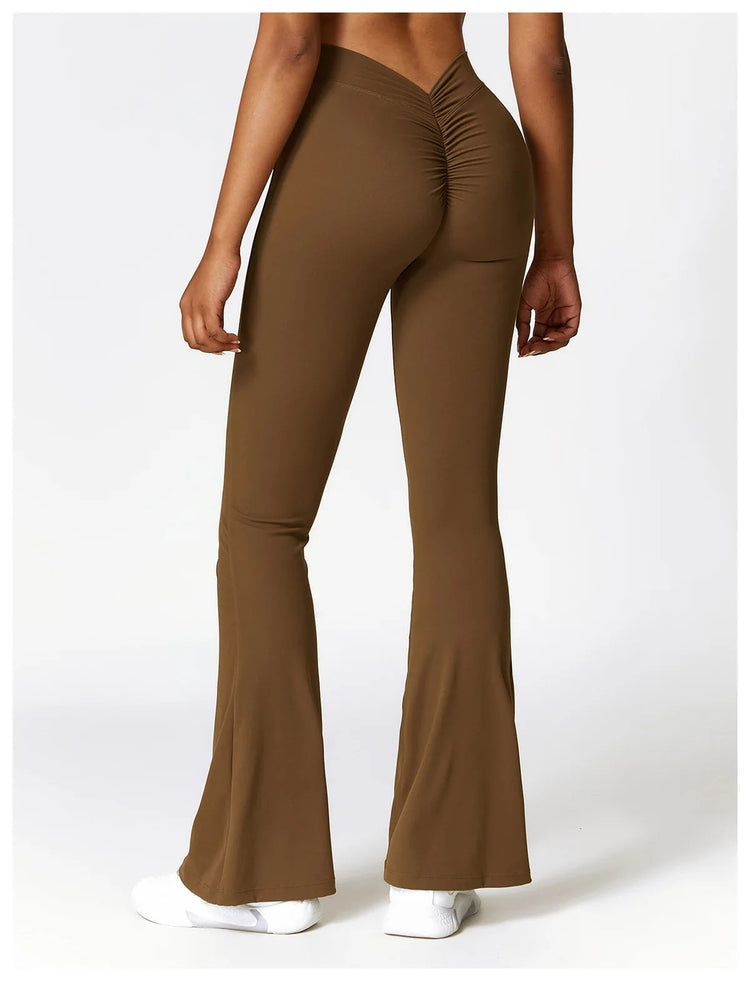 High Waist Flare Leggings Yoga Pants Women Wide Leg Pants Women Gym Workout Fitness Sports Flared Pants Latin Dance Trousers PlatiNum