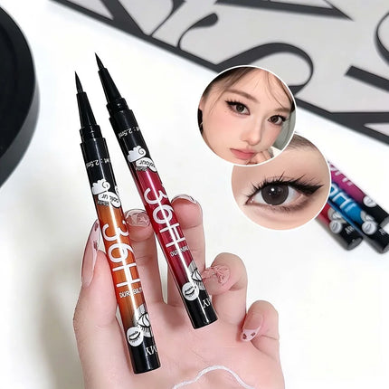 0.01mm Ultra Fine Liquid Eyeliner Pen Waterproof SmudgeProof Fast Drying Eyeliner Cotton Tip Long Lasting Black Eye Liner Makeup