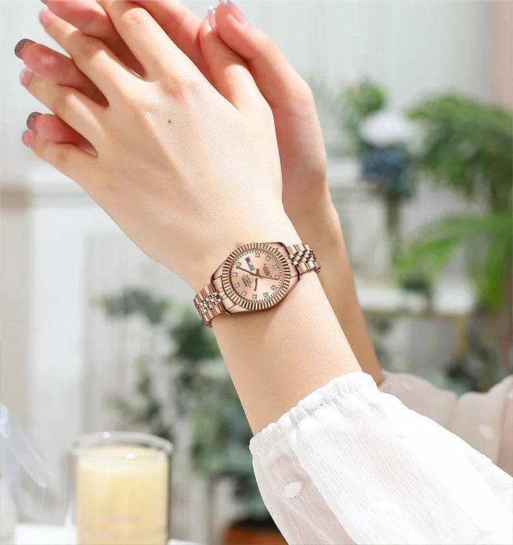 NIBOSI Orologi da donna con diamanti Orologio da donna casual di moda di lusso delle migliori marche Orologio da donna con data settimanale automatica impermeabile Reloj platinumshop