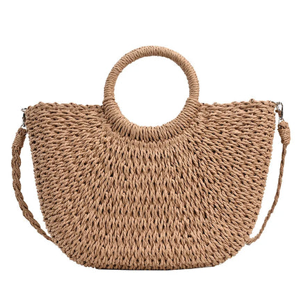 Borse in paglia intrecciata per donna Borsa da viaggio fatta a mano al mare Borsa da spiaggia estiva Nuova borsa a secchiello con manico Shopping Tote Bag Basket Bolsa
