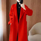 100% Wool Coat Women's Wear 2026 Autumn/Winter Fashion Temperament Double sided Cashmere Coats with Belt Elegant Long Overcoat