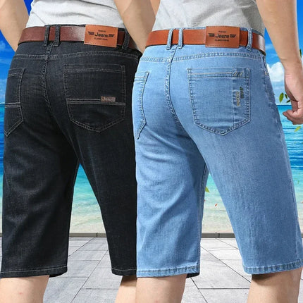 Pantaloncini di jeans da uomo nuovi estivi Moda colore chiaro Casual allentato multi-tasca pantaloni dritti da cinque minuti pantaloncini elastici al ginocchio