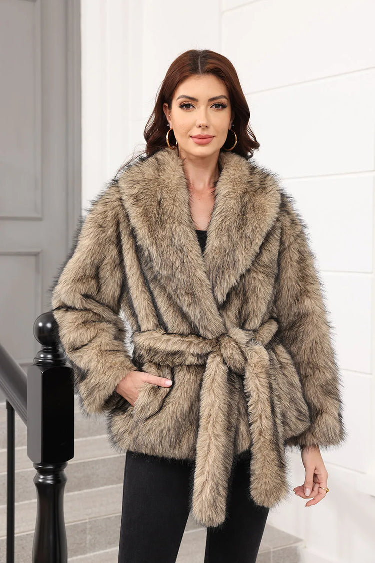 ZADORIN Luxury Belted Mid Long White Faux Fur Coat For Woman Clothes Winter Oversize Fluffy Jacket Fox Fur Faux Coat Outerwears
