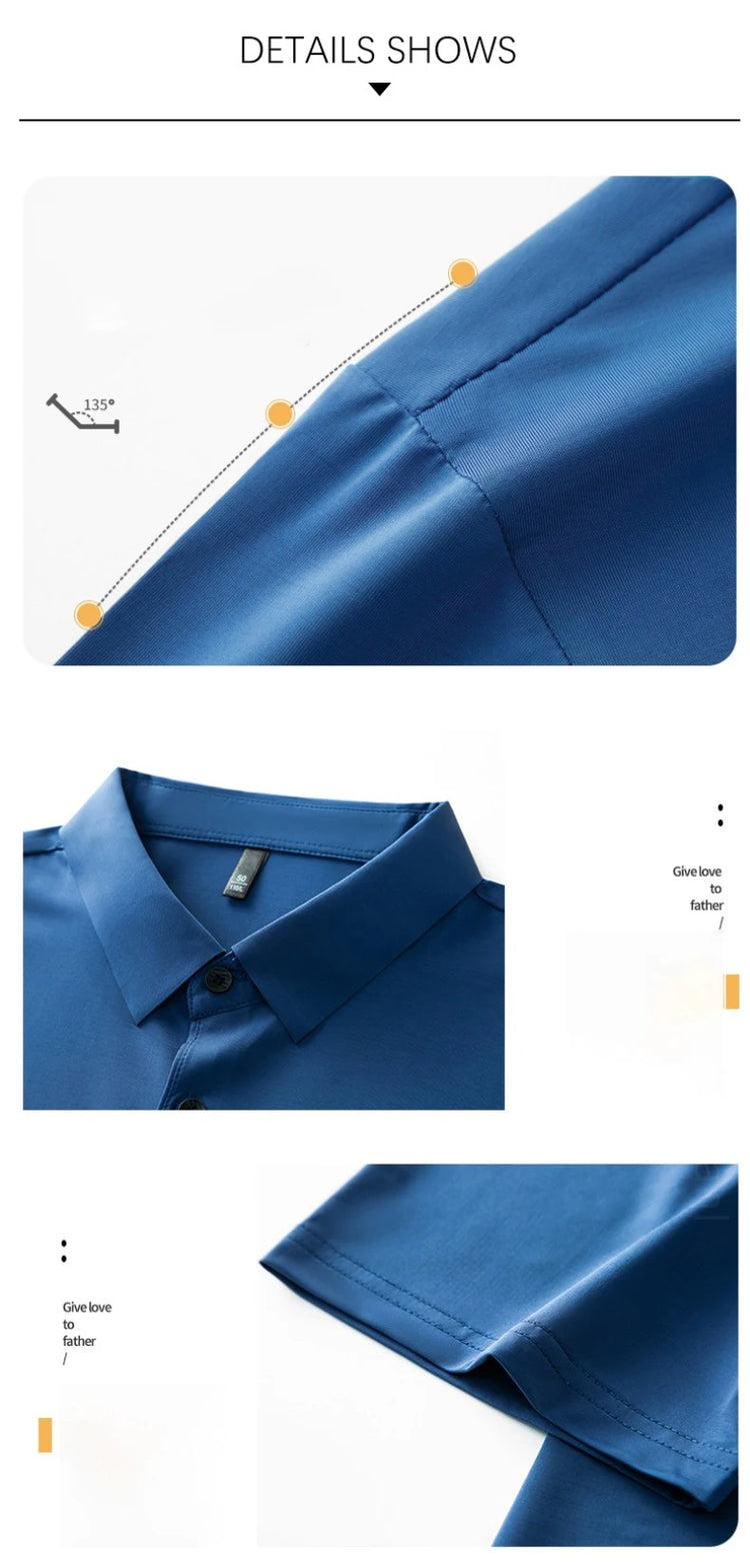 BROWON 2025 Estate 2025 Tendenze Polo Maglietta da uomo Manica corta Antirughe Colletto rovesciato Sottile Cool Business Tee Shirt Homme