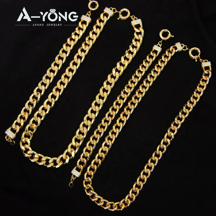 Set di gioielli Hip Hop di lusso placcato oro 21k Dubai Fashoin Collana a catena cubana Arabo Donna Uomo Punk Evento Gioielli per feste platinumshop