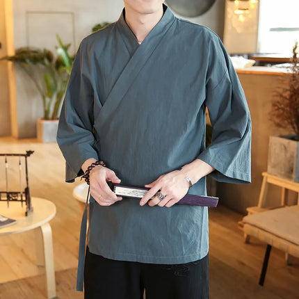 Camicie Kung Fu Stile Cinese, Abbigliamento Tradizionale Tai Chi, Completo Tang in Tinta Unita, Bluse Casual Comode in Cotone per Uomo