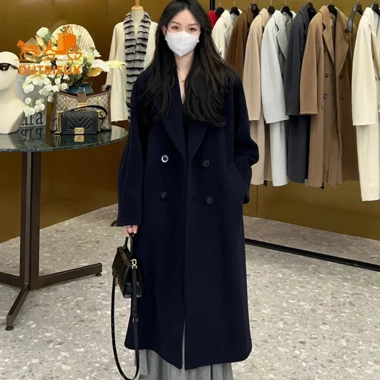 DUTRIEUX Women's Coat Double-sided 10% Cashmere 90% Wool Women's Long Coat Jacket, 2025 Winter New Long Cashmere Coat Women