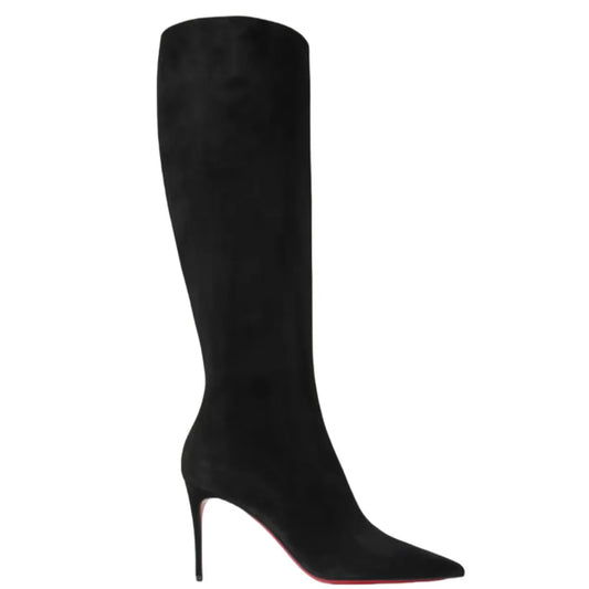 Women's Autumn and Winter New Slim High Heels Knee High Boots with Pointed Side Zipper, Women's 34-46 Large Mid Length Boots
