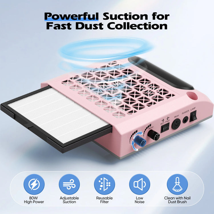 Professional Portable Multi-function 80W Nail Dust Removal Lighting Intelligent 4-in-1 Nail Lamp Grinder Dust Collector Machine