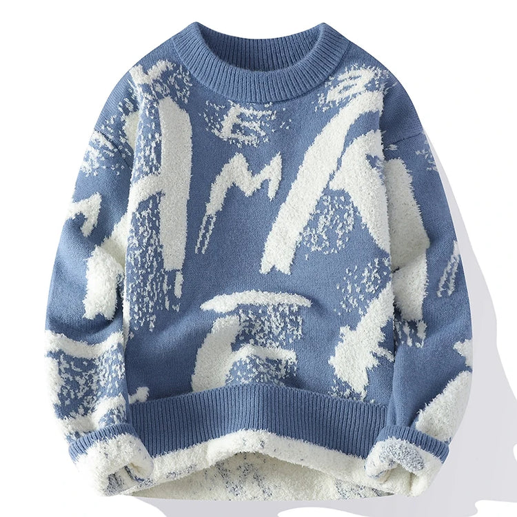 Autumn Winter Men Knitted Sweater Panda Printing Casual Round Neck Pullovers Sweater Designer Quality Men Clothing Jumper
