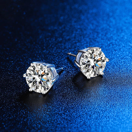 100% 925 sterling silver GRA Certified 0.3-3CT real Moissanite D color VVS1 six-jaw stud earrings Women Wedding Band Jewelry PlatiNum