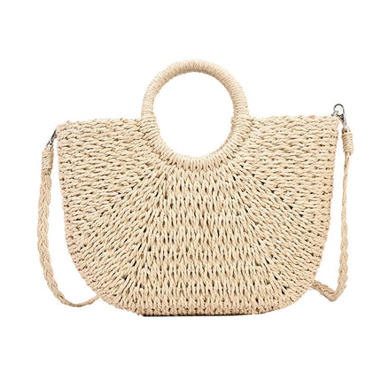 Borse in paglia intrecciata per donna Borsa da viaggio fatta a mano al mare Borsa da spiaggia estiva Nuova borsa a secchiello con manico Shopping Tote Bag Basket Bolsa