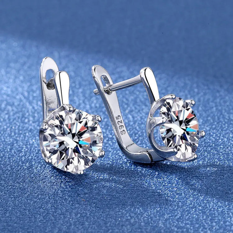 Orecchini in argento sterling 925 gioielli di alta qualità retrò modello semplice orecchini con zirconi bianchi viola vendita calda platinumshop