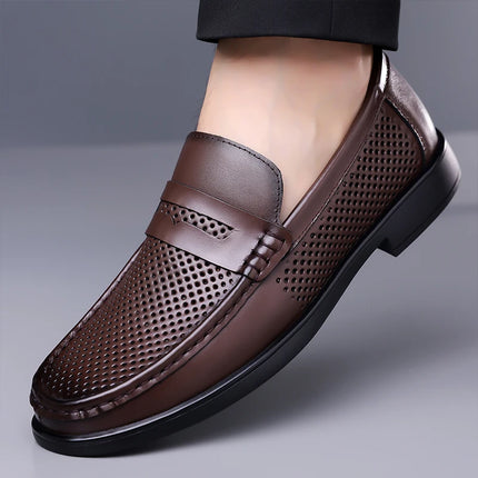 Mocassini in Pelle da Uomo Estate 2026, Scarpe Casual Slip-on Traspiranti, Comode per Camminare e per l'Ufficio