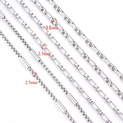 New 1 piece Stainless Steel Square Pearl Chain Necklace 3:1 Handmade Box Chain DIY Jewelry Making Bracelet Anklet Necklace PlatiNum