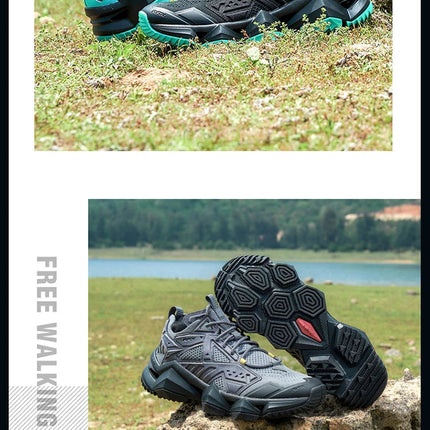 RAX Running Shoes Men&Women Outdoor Sport Shoes Breathable Lightweight Sneakers Air Mesh Upper Anti-slip Natural Rubber Outsole PlatiNum