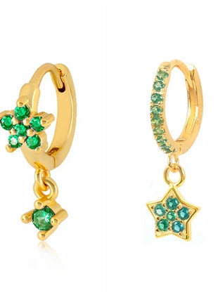 925 Sterling Silver Needle Green Zircon Gold Earrings Heart Hoop Earrings for Women Delicate Stud Earrings Luxury Jewelry Gifts PlatiNum