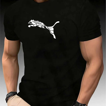Men's Fashion Leopard Print Fox T-shirt New Summer Luxury Round Neck Casual Trend Y2K High-End High-Quality Fitness Sports T-shirt