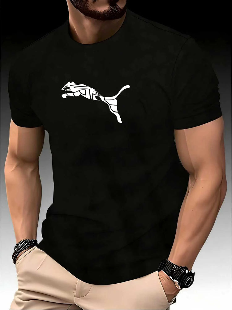 T-shirt con stampa leopardata volpe moda uomo nuova estate di lusso girocollo tendenza casual Y2K T-shirt sportiva fitness di fascia alta di alta qualità