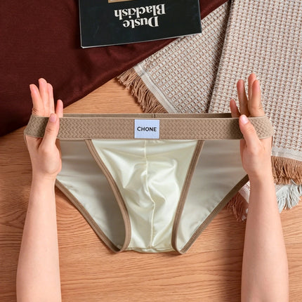 3 pezzi LORIEN CREST Slip bikini triangolari da uomo in raso di seta di lusso, traspiranti, ultra morbidi, comodi, sexy, intimo maschile