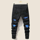 Men's Jeans Cool Ripped Skinny Trousers Stretch Slim Denim Pants Patchwork Hip Hop Black Blue Casual Jogging Jeans for Men PlatiNum