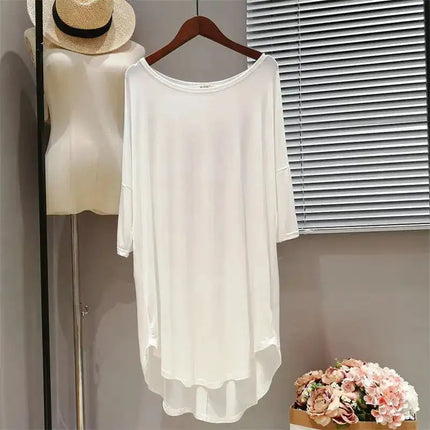 150 kg Plus Size Cuasal Camicia da notte Indumenti da notte da donna Pigiama allentato Manica corta T-shirt lunga Abito Modale Abbigliamento per la casa Pigiama platinumshop