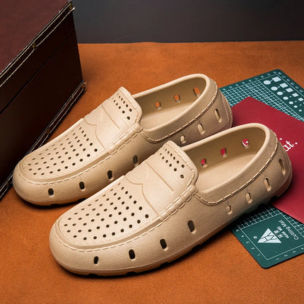 Mocassini Comodi da Uomo in Pelle, Scarpe Antiscivolo da Guida, Sandali Estivi, Zoccoli Casual con Punta Tonda, Scarpe da Lavoro Slip-on