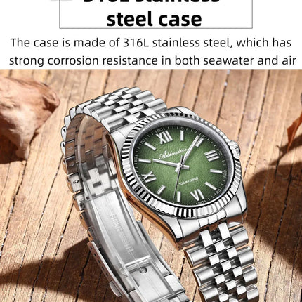 ADDIESDIVE New 36mm Watch for Men AD2512 Luxury Sapphire VH31 Quartz Wristwatch 100m Waterproof Stainless Steel Luminous Watches