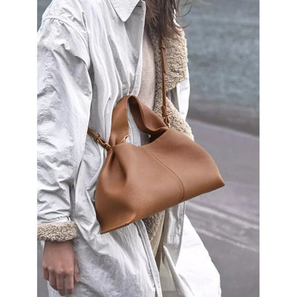 Borsa a Tracolla Cloud Dumpling da Donna, Borsa a Spalla Minimalista di Lusso in Vera Pelle Composita di Vacchetta, Piccola Dimensione