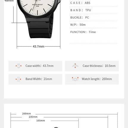 SKMEI Top Brand Casual Quartz Wristwatches Mens New Simple TPU Strap 3Bar Waterproof Watches For Male Time Clock Reloj Hombre
