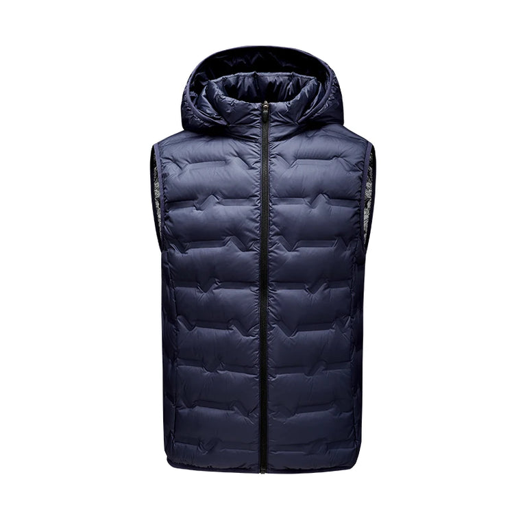 Winter Men White Duck Down Vest Men Waterproof Windproof Detachable Hat Sleeveless Vests Male Pockets Warm Ultralight Waistcoats