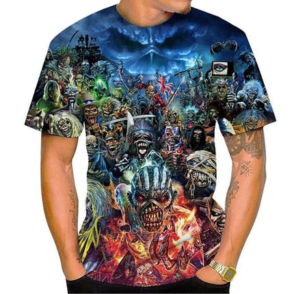 Custom T-shirt Nostalgic Fashion 3D Printed Heavy Metal Music Devil Cool Summer Fashion