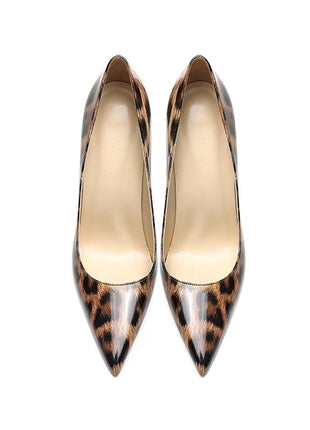 2025 New High Heels Women's Thin Heel French Sexy Leopard Pattern Internet Red Single Shoe 12CM Large Widening Thin Heel PlatiNum