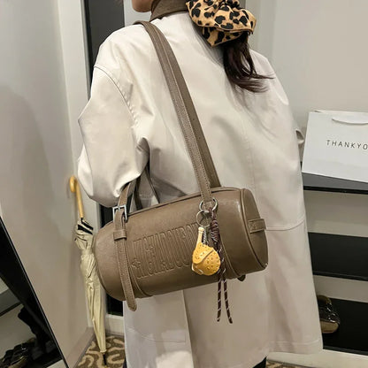 2025 Cylinder Pillow Bag for Women Multifunctional Shoulder Crossbody Bag with Pendant Winter Luxury Designer Handbag