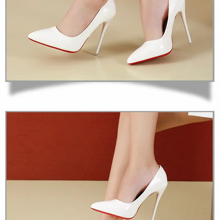2024 Scarpe da donna Tacchi alti rossi Décolleté sexy con punta a punta 12 cm Scarpe da abito da sposa Colore nero nudo Tacchi alti con fondo in gomma rossa