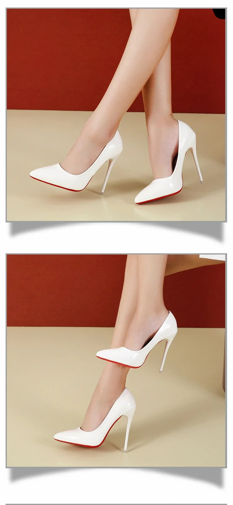 2024 Scarpe da donna Tacchi alti rossi Décolleté sexy con punta a punta 12 cm Scarpe da abito da spo