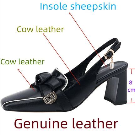【JOCHEBED HU】2026 New Summer Retro Women's High Heels Thick Heel Square Toe Back Empty Shoes Trend 33-46