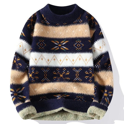 High Quality Sweater New Fashion Trend Printed Thickened Warm Knitted Sweater Autumn/winter Men's Casual Loose Sports top