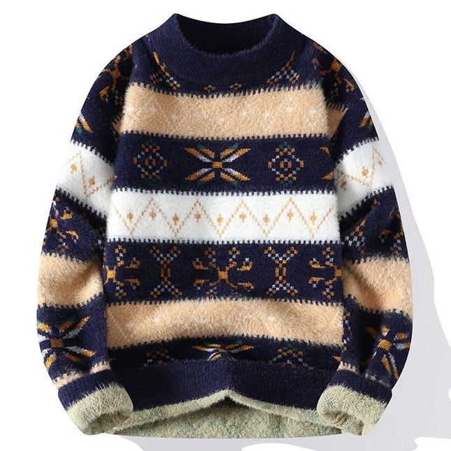 High Quality Sweater New Fashion Trend Printed Thickened Warm Knitted Sweater Autumn/winter Men's Casual Loose Sports top