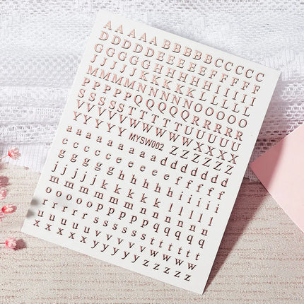 1PC 26-English Alphabet Number 3D Self-adhesive Nail Art Decal Sticker Word Small Letter Nail Decals Sticker Manicure Decoration
