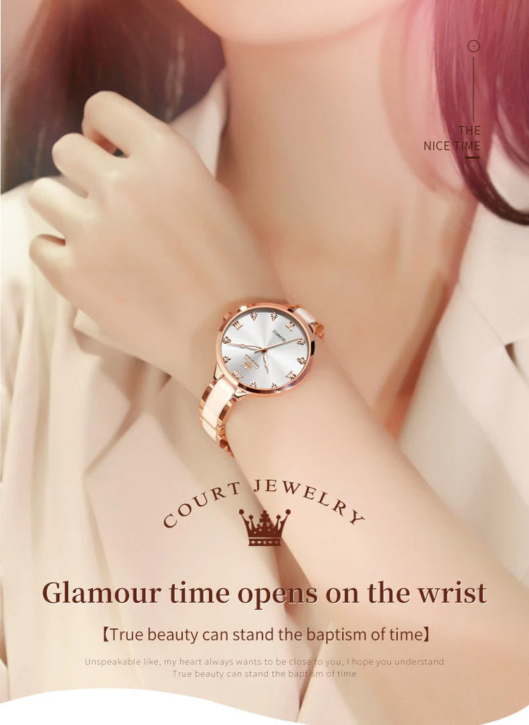 Orologio da donna OLEVS 5872, elegante orologio al quarzo con cinturino in ceramica e acciaio, impermeabile, per donna. platinumshop