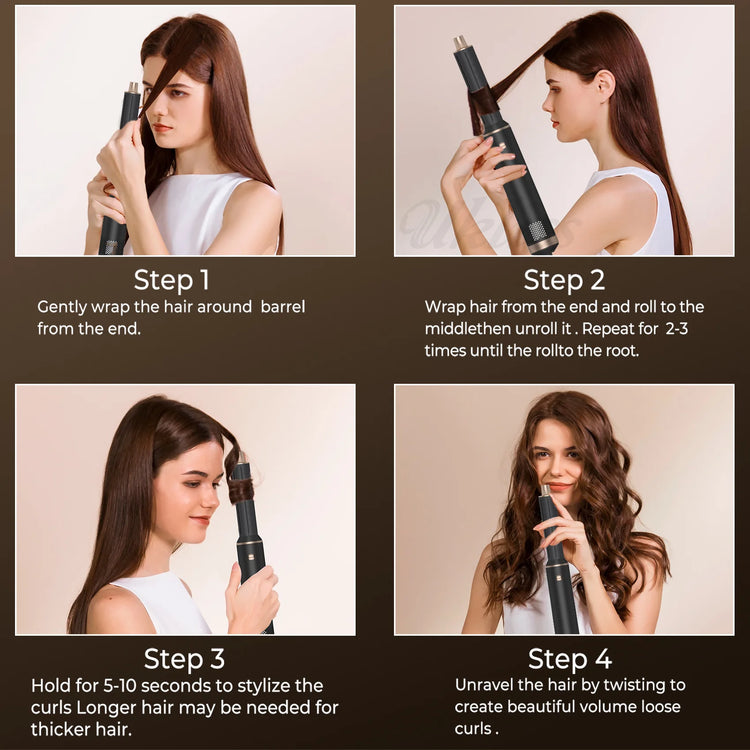 Multi-Functional 5-in-1 Hair Dryer Styler Hot Air Brush Detachable Round Paddle Comb Straighten And Curl Hair Home Styling Tool