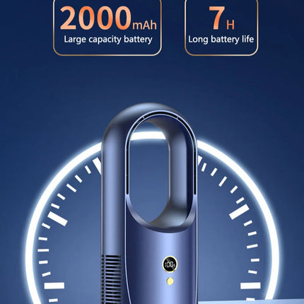 Ventilatore da Terra Senza Pale Ricaricabile, Ventilatore di Raffreddamento per Bambini, Ventilatore di Sicurezza 2000mAh, Raffrescatore d'Aria Domestico con 6 Velocità