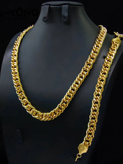 Set di gioielli Hip Hop di lusso placcato oro 21k Dubai Fashoin Collana a catena cubana Arabo Donna Uomo Punk Evento Gioielli per feste