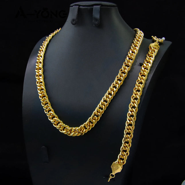 Set di gioielli Hip Hop di lusso placcato oro 21k Dubai Fashoin Collana a catena cubana Arabo Donna Uomo Punk Evento Gioielli per feste platinumshop