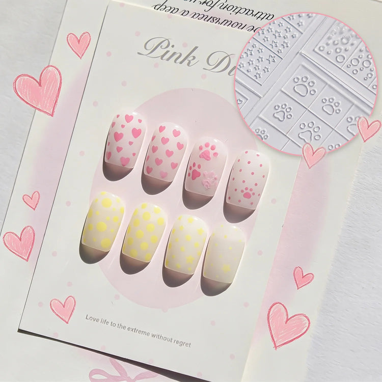 Hollowed Out Spray Nail Stickers Transparent Heart-shaped Cat Claw Star Dot Shape French Nail Art Decorations Stickers Decal DIY