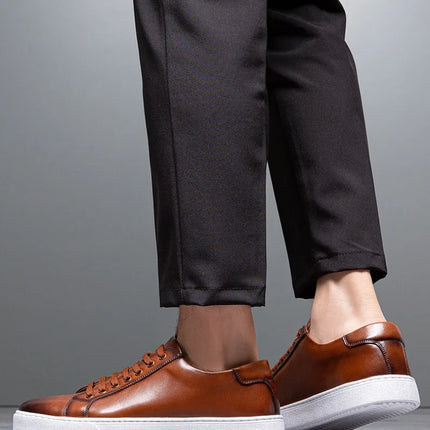 Plus Size 49 Trendy Men Leather Casual Shoes Soft Outdoor Sneakers Comfortable Lightweight Flat Shoes Classic Social Board Shoes