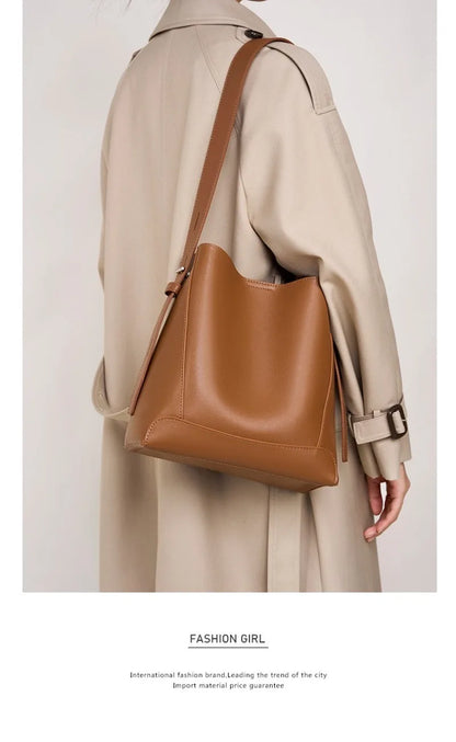 2025 New Fashion Women's Tote Bag High-end Large Capacity Bucket Bag Soft Leather Multifunctional Practical Crossbody Bag Cabas