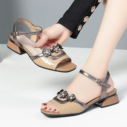AIYUQI Women's Peep Toe Sandals 2026 New Summer Fashion Genuine Leather Large Sizes 41 42 43 Women's Open Toe Sandals